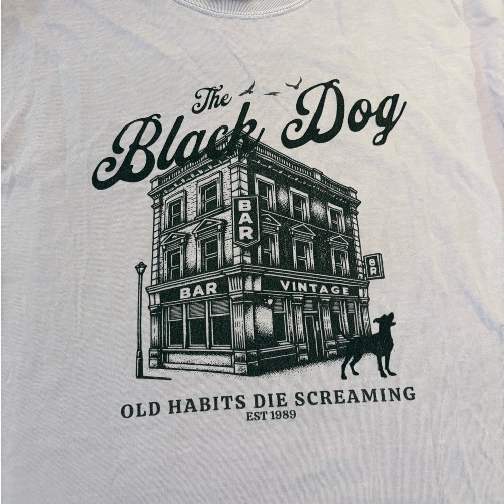 Comfort Colors Lavender Long Sleeve Graphic Tee with Black Dog Pub print